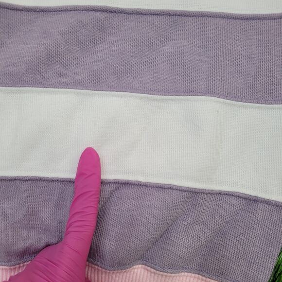 Vintage 90s MOD Blank Stripes Sweatshirt Womens L 20x24 Pink - Picture 6 of 9